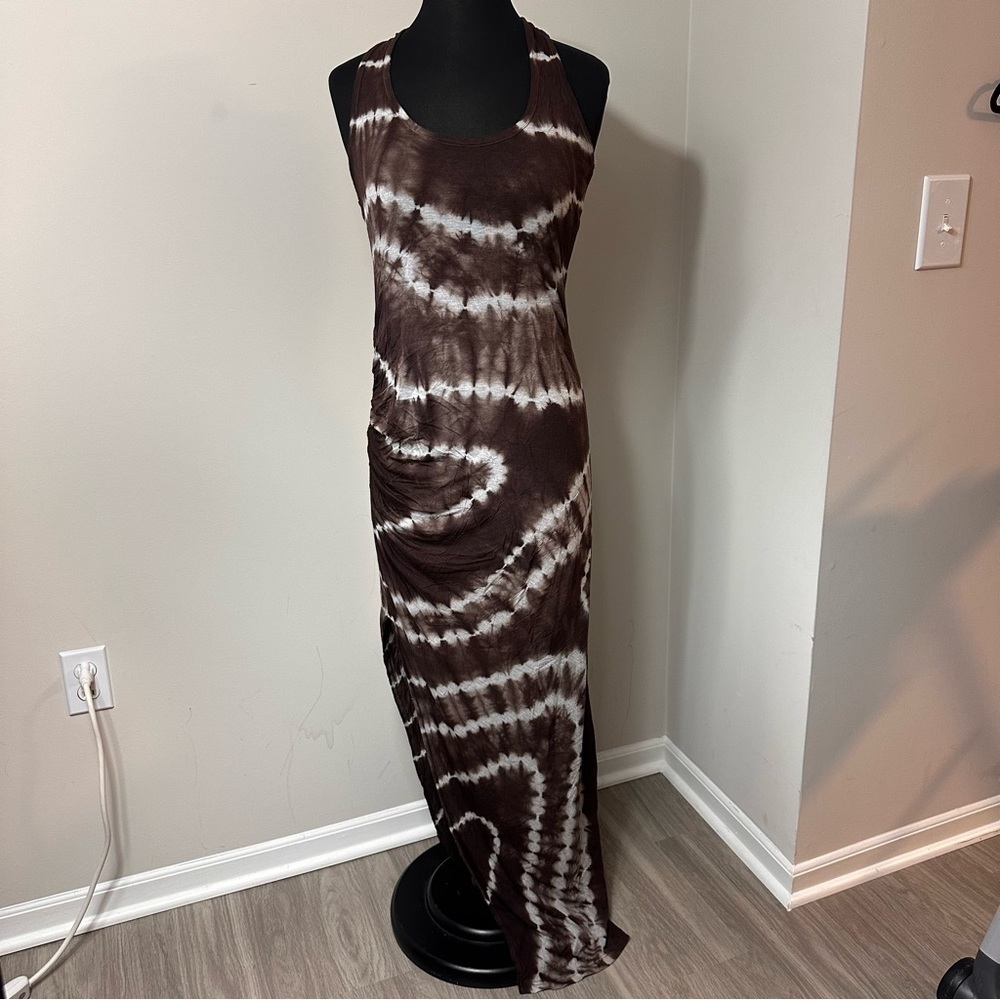 Young Fabulous & Broke Brown Tie-Dye Midi Dress in Size Medium